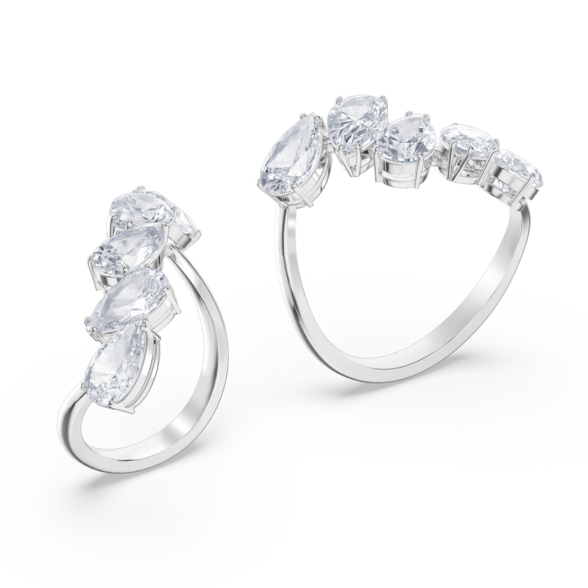 swarovski طقم خواتم millenia كوكتيل، لون أبيض، طلاء روديوم